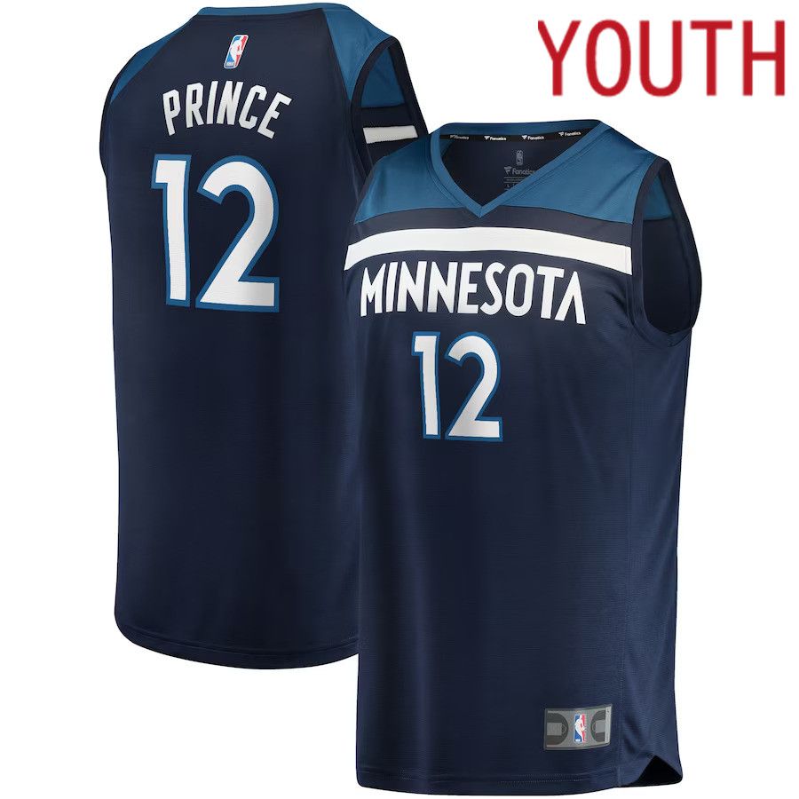 Youth Minnesota Timberwolves 12 Taurean Prince Fanatics Branded Navy Fast Break Replica NBA Jersey